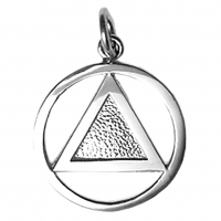 Textured Circle Triangle Pendant Sterling Silver - Click Image to Close